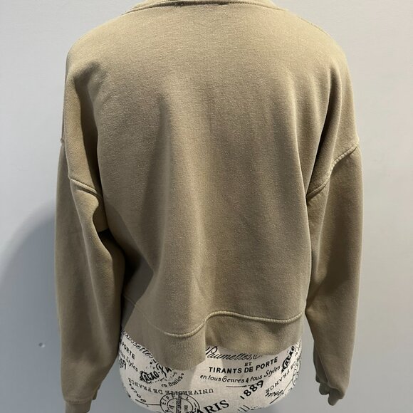ZARA Cropped Long Sleeve Sweatshirt in Olive Green - Size S - Picture 3 of 4